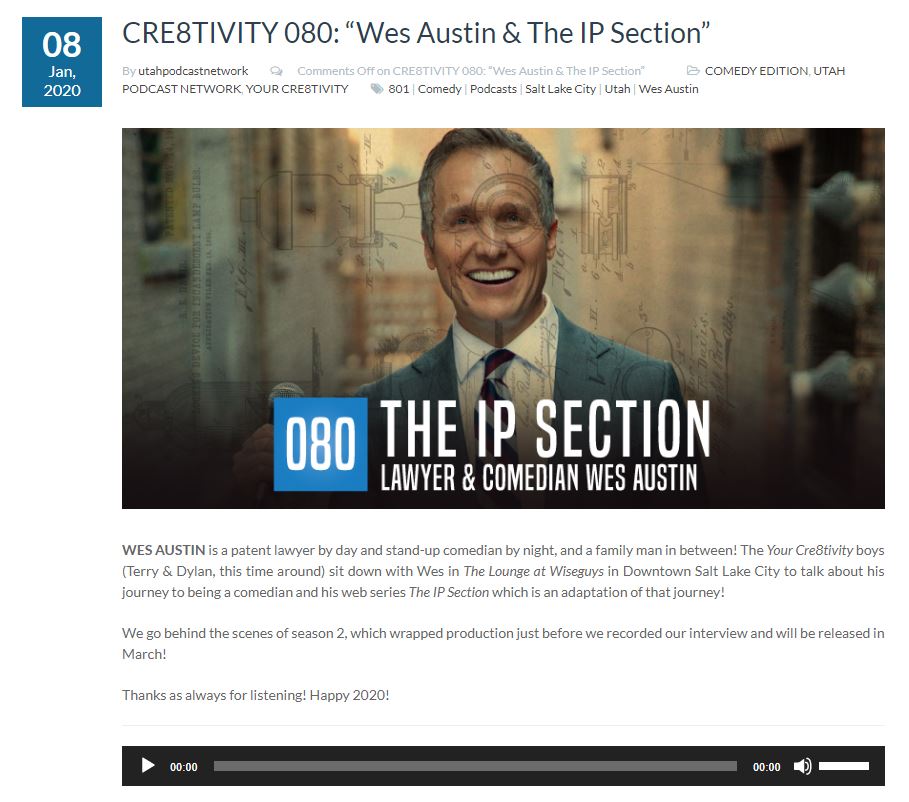 Wes Austin & The IP Section on the Your Cre8tivity Podcast Wes Austin & The IP Section on the Your Cre8tivity Podcast